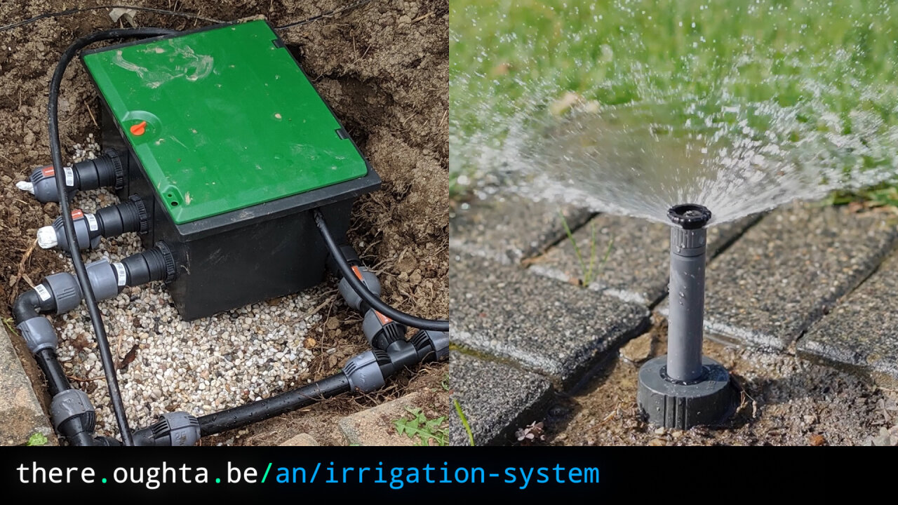 Thumbnail of a youtube video showing an active sprinkler.