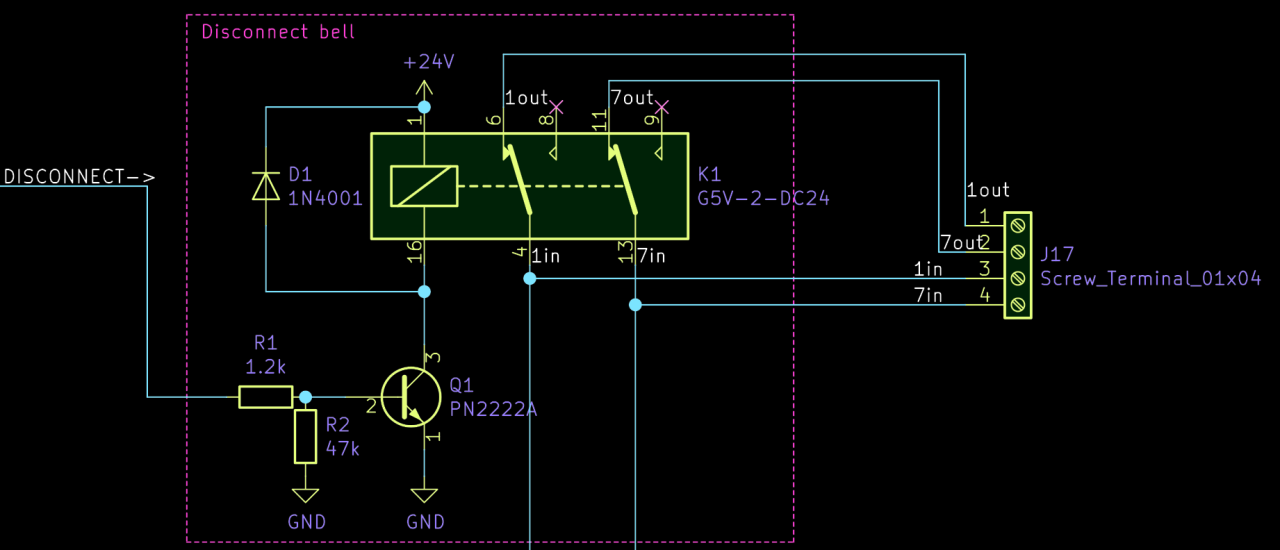 Excerpt of the circuit diagram showing only circuit to disconnect the doorbell.