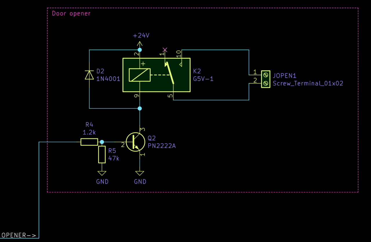 Excerpt of the circuit diagram showing only circuit to trigger the door opener.